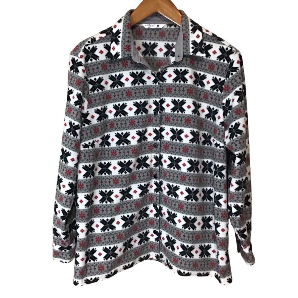 Riders by Lee Long Sleeve‎ Button Up Fleece Shacket Shirt XL